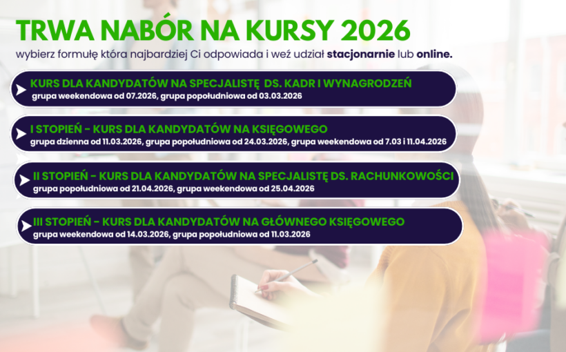 Serdecznie zapraszamy do zapisów, liczba miejsc na kursach jest ograniczona