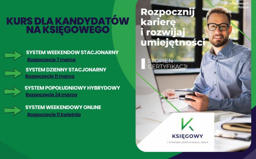 CERTYFIKACJA ZAWODU KSIĘGOWEGO I stopień - Kurs dla kandydatów na księgowego