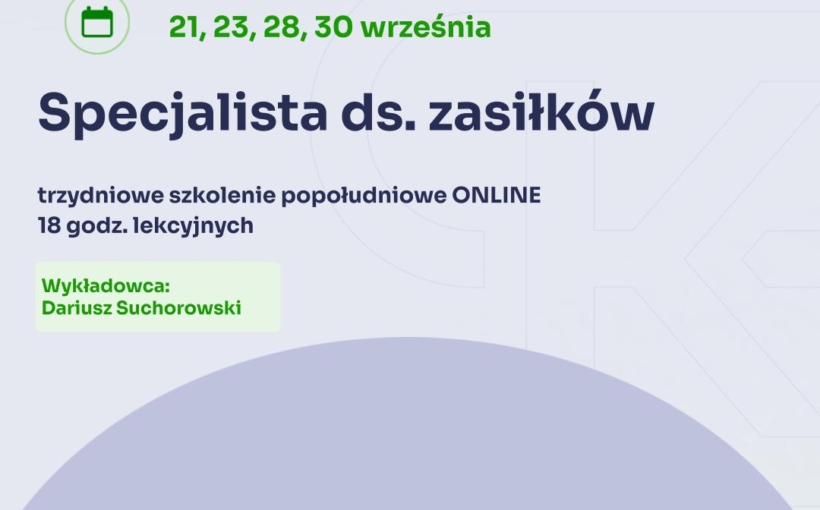 Specjalista ds. zasiłków - 18 godzin - popołudniowy online