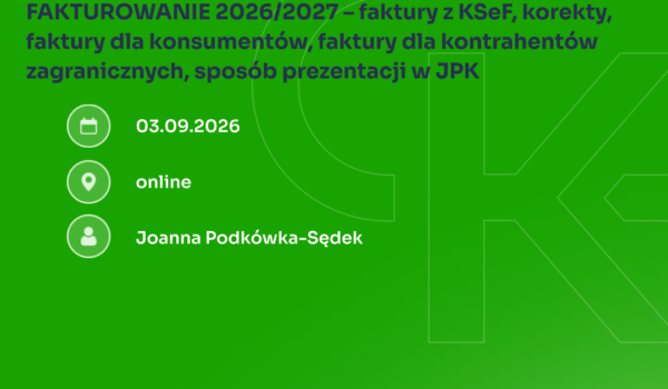FAKTUROWANIE  2026/2027 - szkolenie ONLINE