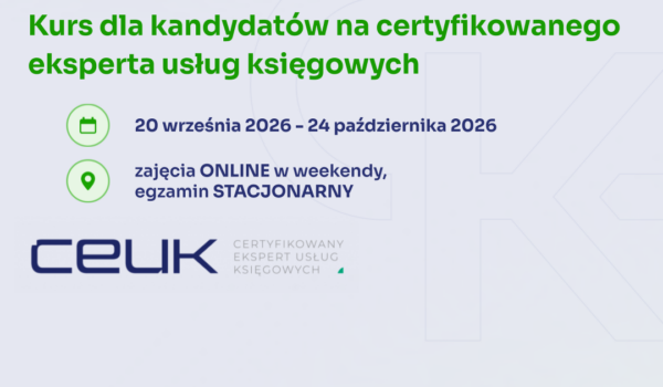 Kurs dla kandydatów na certyfikowanego eksperta usług księgowych | weekendowy | online