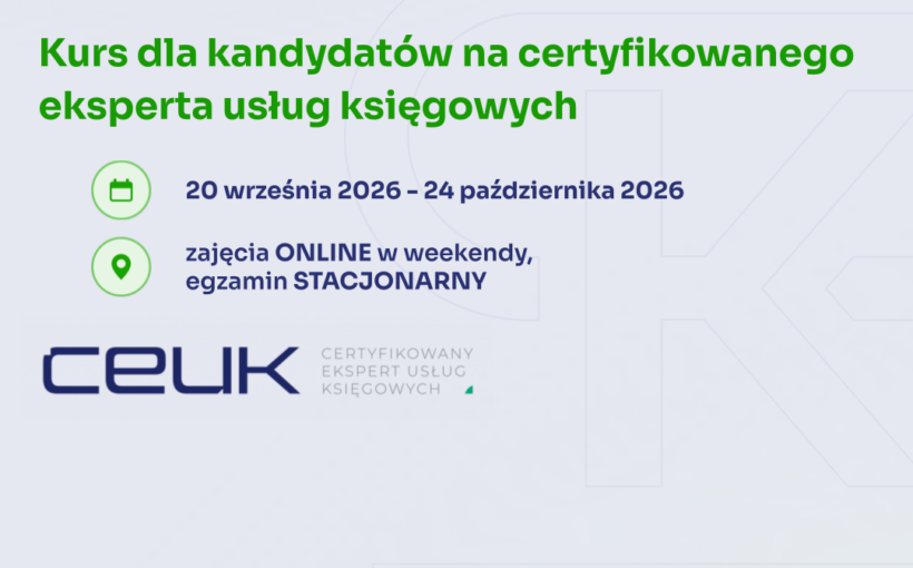Kurs dla kandydatów na certyfikowanego eksperta usług księgowych | weekendowy | online