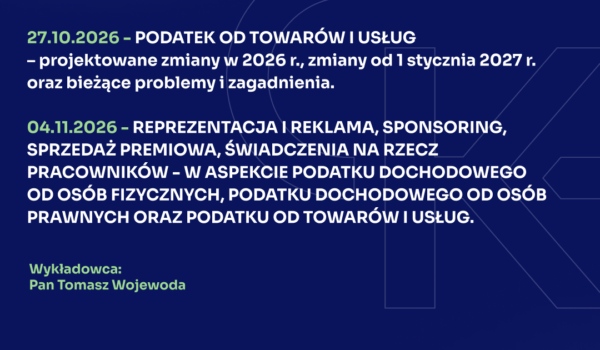 Serdecznie zapraszamy na szkolenia ONLINE, które poprowadzi Pan Tomasz Wojewoda